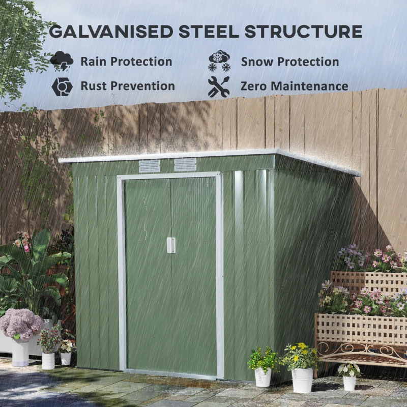 Outsunny Garden Storage Shed w/ window Double Door Green(m-4)