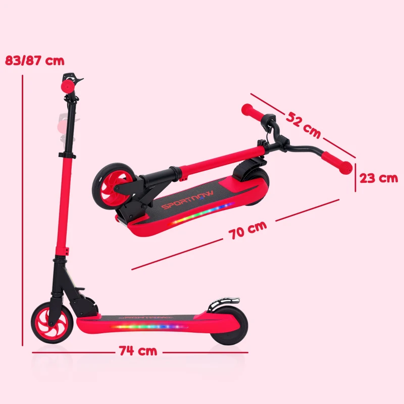 SPORTNOW Trottinette Électrique Pliable de +6 Ans Moteur 120 W Autonomie 6 KM MAX 10 KM/H Roues de 5" - 5,5" Hauteur Ajustable Rouge(m-3)