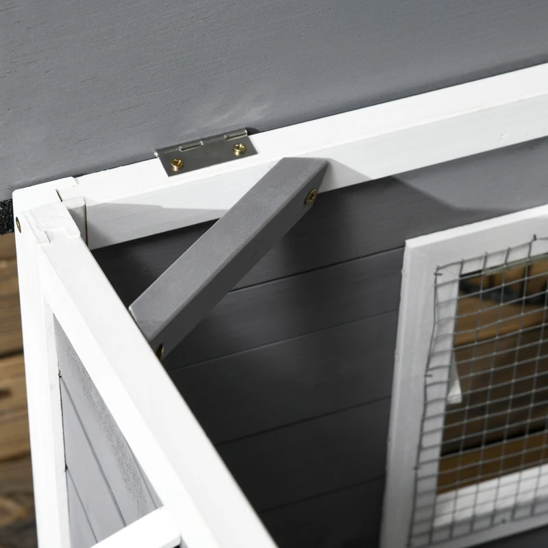 PawHut Caseta para perro estilo cottage - 2 ventanas, puerta, techo bituminado - 109x79x72 cm - madera de abeto Gris