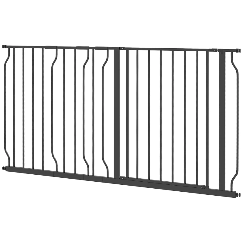 PawHut Barriera di Sicurezza per Animali Domestici, Lunghezza Regolabile, 145L x 76H cm, Nero
