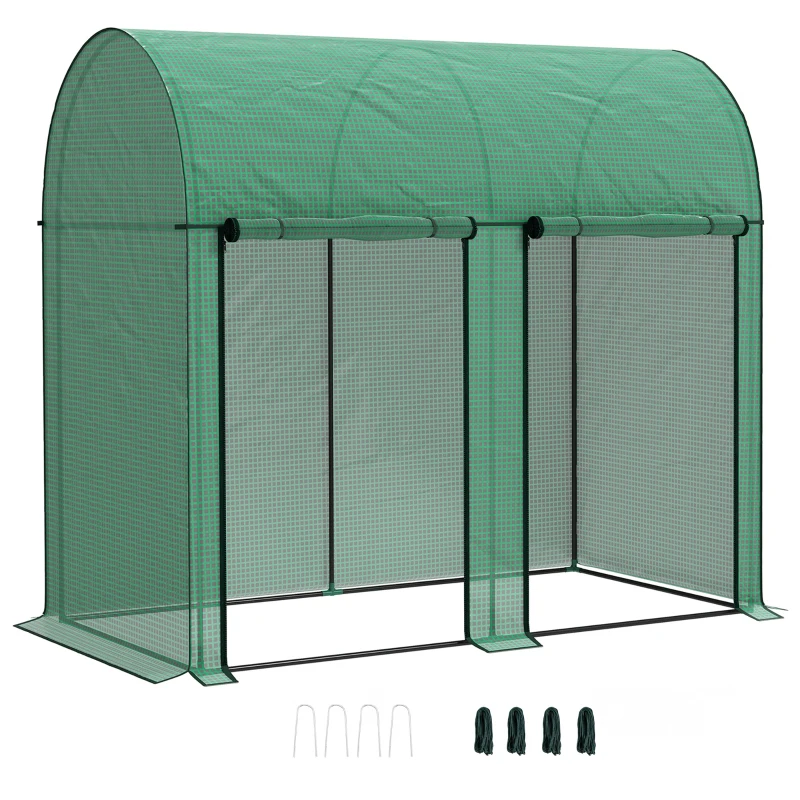 Outsunny Serra da Giardino 2 M² Serra per Pomodori 2 Porte Zip Avvolgibili Acciaio PE Alta Densità Anti UV, 2 x 1 x 1,78 M, Verde