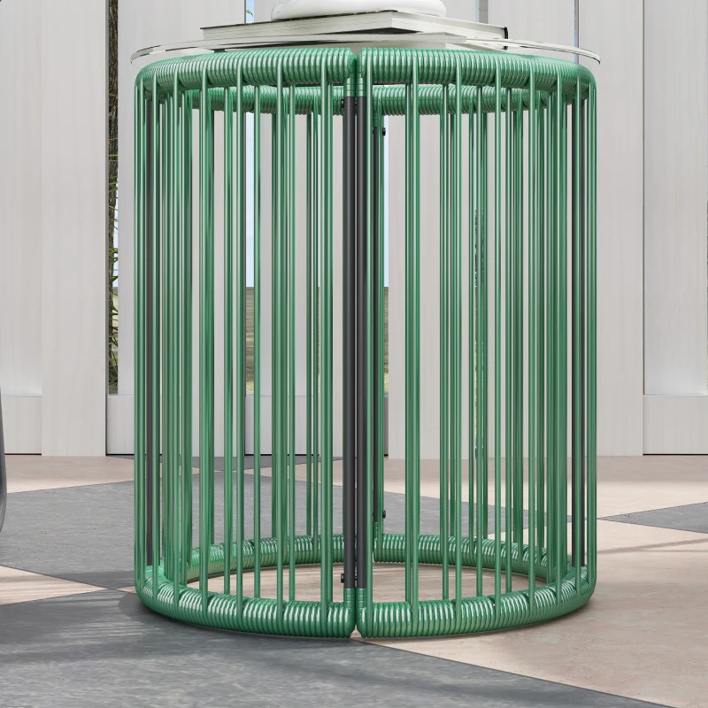 Outsunny Set Mobili da Esterno 3 Pezzi, 1 Tavolo, 2 Sedie, Piano in Vetro, Rattan Sintetico Avvolto Intorno a Telai in Acciaio, Cuscini Soffici, Verde