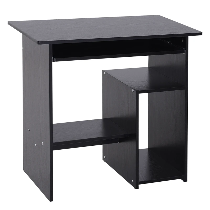 HOMCOM Bureau PC Moderne en Bois avec Etagère pour l'Unité Centrale et Espace pour Clavier Extractible, 80x45x75 cm, Noir