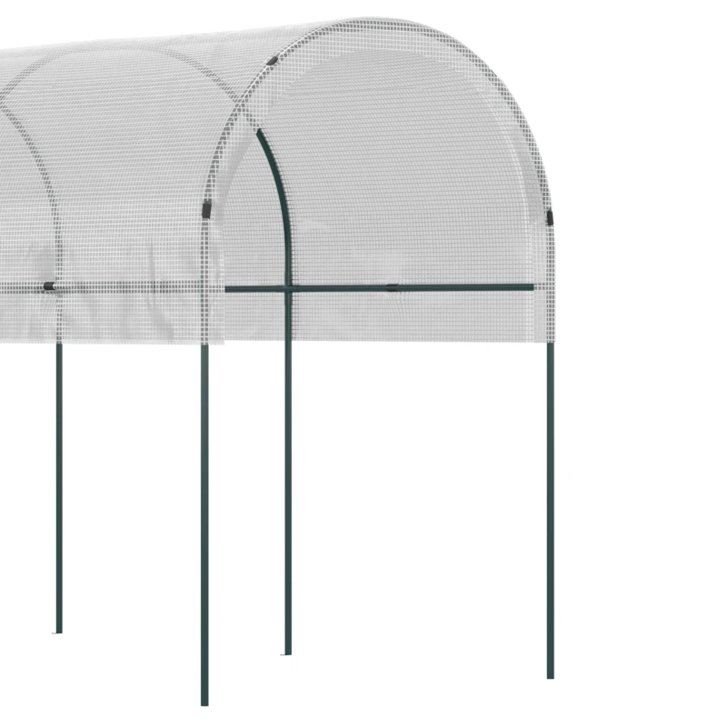 Outsunny Serra da Giardino, Serra per Pomodori con 5 Archi in Acciaio, Copertura in PE, 4 x 1.20 x 1.70 m, Bianco