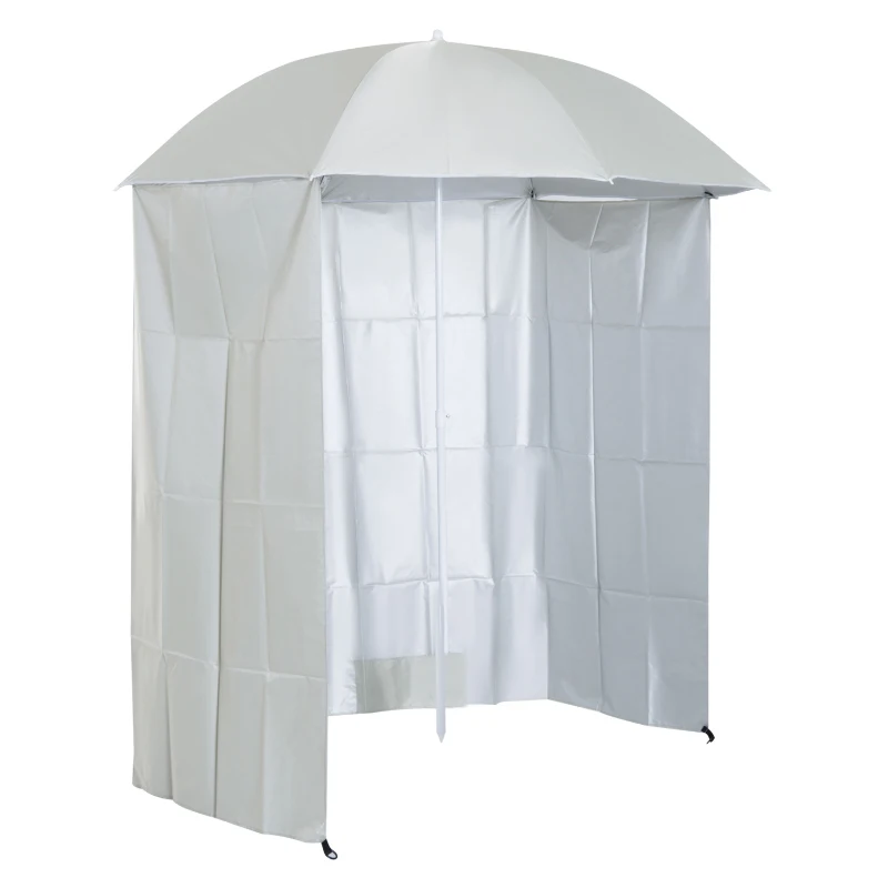 Outsunny Parasol de playa 2,2x2,2 m protección UV bolsa de transporte, estacas y lastre integrados Crema