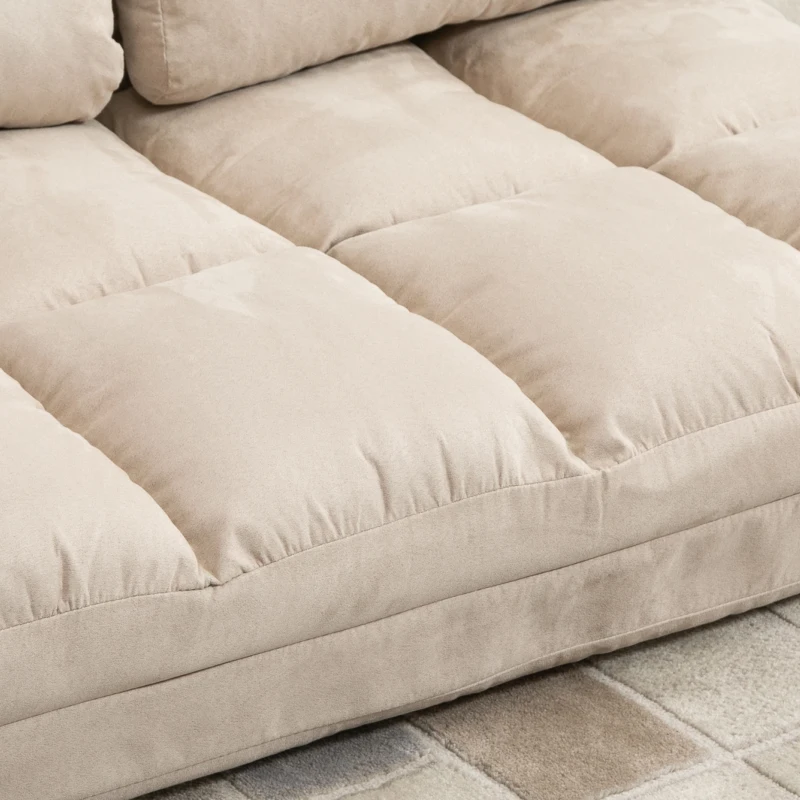 HOMCOM Poltrona Materasso Aggiuntivo Pieghevole, Poltrona Convertibile, Inclinazione dello Schienale Regolabile 14 Posizioni, 2 Cuscini, Beige