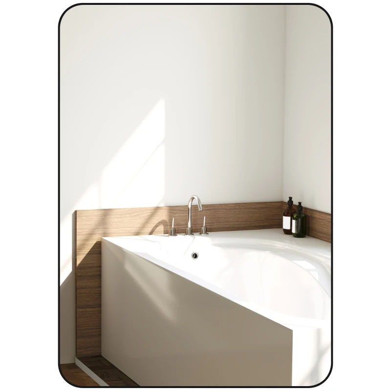 HOMCOM Specchio da parete specchio da bagno rettangolare con cornice in lega di alluminio nero per camera, soggiorno 50 x 70 cm