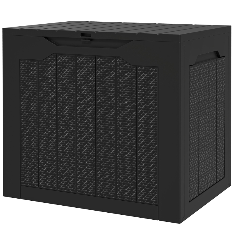 Outsunny Gartenaufbewahrungsbox 93L mit eingelassenen Griffen, wasserdichte Außenbox 56 x 41 x 50 cm, Schwarz