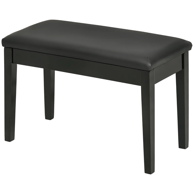 HOMCOM Banco para piano con asiento acolchado patas de madera maciza revestimiento sintético 75x35x49 Negro