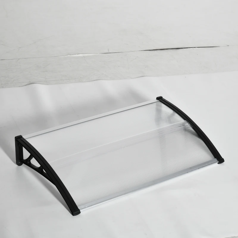 Outsunny Pensilina da Esterno per Finestre e Porte, in Policarbonato e Alluminio, 110x60x18cm - Trasparente