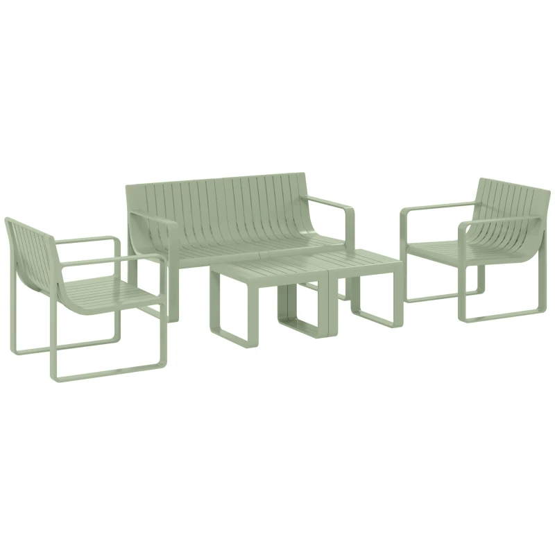 Outsunny Set de Grădină din 5 Piese cu Canapea, 2 Fotolii și 2 Măsuțe, 122x60.5x70 cm, Verde(m-11)
