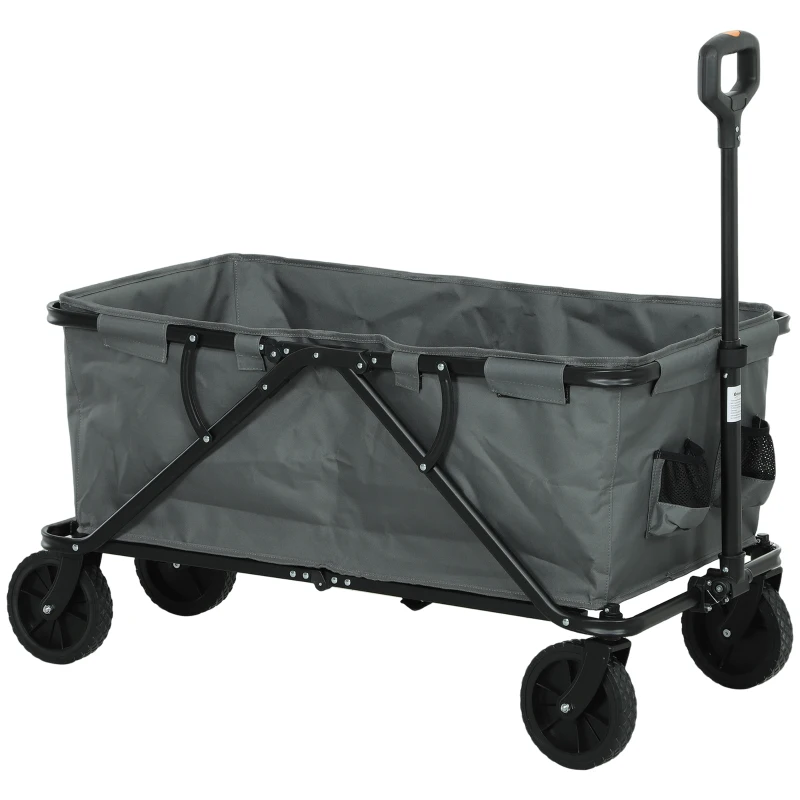 Outsunny Chariot de jardin 120 kg de charge, chariot de transport pliable avec bâche amovible 160 litres Gris foncé