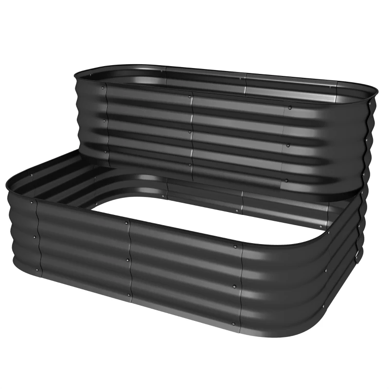 Outsunny Fioriera da Giardino a Fondo Aperto con 2 Piani per Erbe Verdure Frutta Fiori, 120 x 90 x 30 cm, Nero