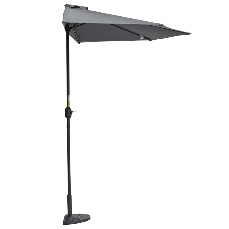 Outsunny Sonnenschirm Kurbelschirm Gartenschirm Schirm Marktschirm, Metall, halbrund, Grau+Schwarz