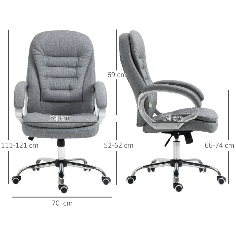 Vinsetto Silla de Oficina Silla de Trabajo Silla de Escritorio Silla Giratoria 360° Ergonómica Ajustable en Altura 64x75x111-121 cm