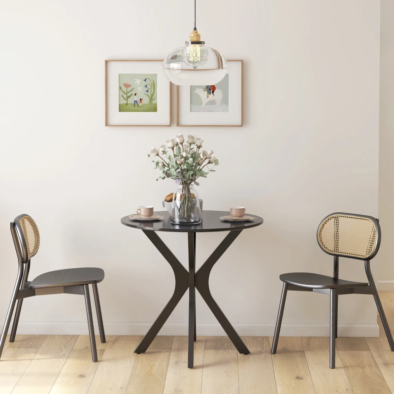 HOMCOM Table à Manger Table de Cuisine Ronde, Design Moderne, 78 cm x 78 cm x 75 cm, Noir