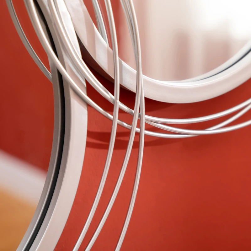 HOMCOM Set di 4 specchi rotondi in metallo argentato 107 x 56 cm