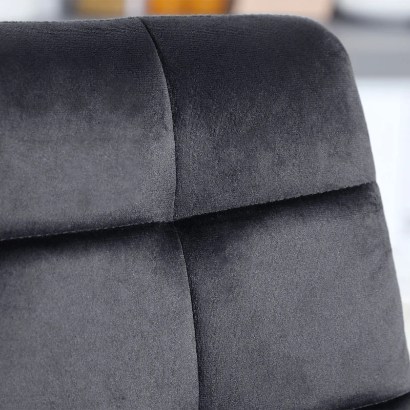 HOMCOM Set di Sgabelli da Bar, Design Scandinavo, Rivestimento in Velluto, Struttura in Metallo, Piedini Antiscivolo, Nero