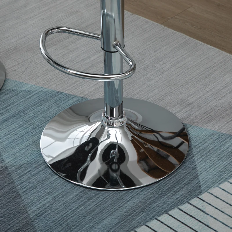 HOMCOM Set 2 Barhocker, Höhenverstellbar mit Metallfuß und PU-Ledersitz, Moderne Hocker mit Rückenlehne und Fußstütze, 46x48x83-104 cm, Weiß