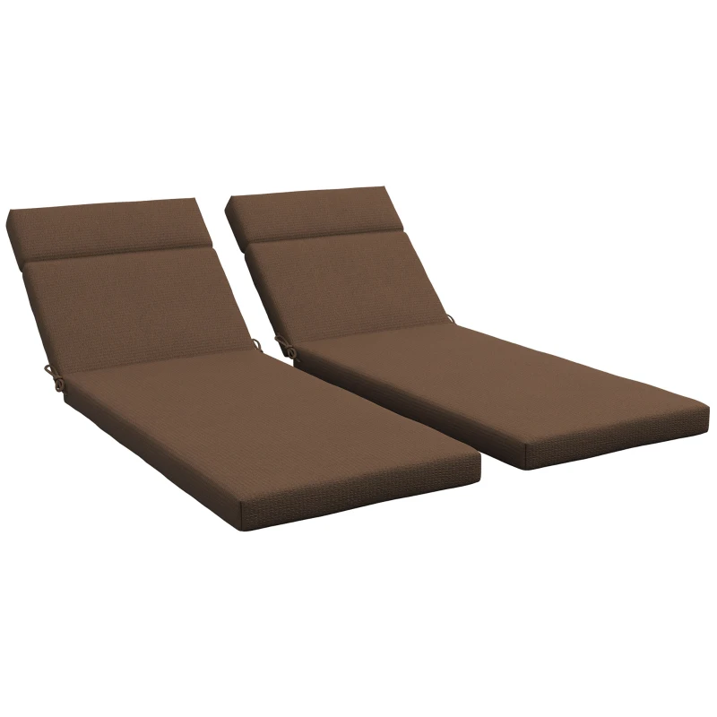 Outsunny Set di 2 Materassi per Sedia a Sdraio Lettino da Sole con Fasce di Fissaggio per Giardino, 196 L x 55 L cm, Marrone