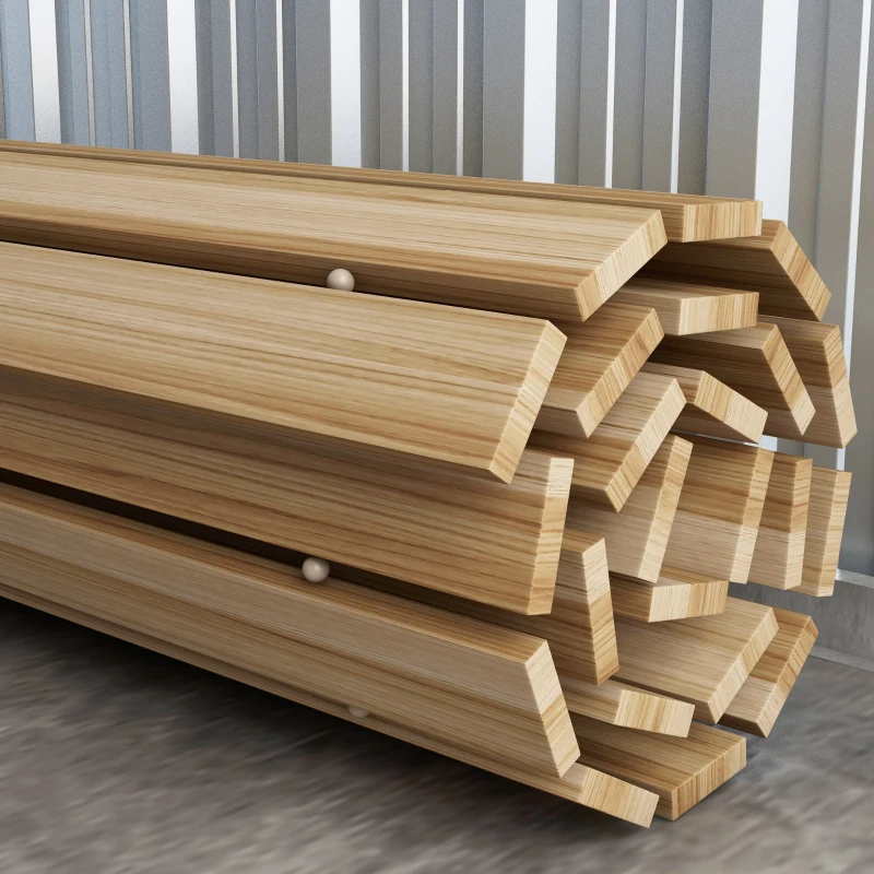 Outsunny Gebogener rollbarer Holzweg aus Pinienholz 120/72 x 38 cm