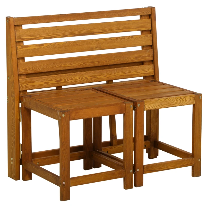 Outsunny Set de Jardín 2 en 1, Mesa y Sillas de Jardín o Banco de Jardín para 2 Personas Color Teak