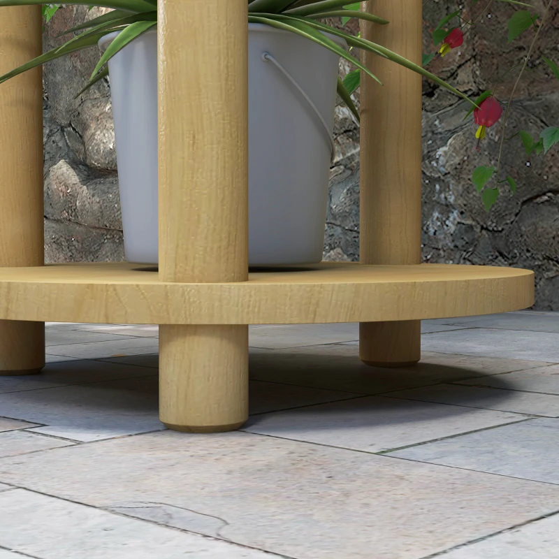 Outsunny Holzblumenregal, Blumenständer mit runden Regalen, Blumentöpfe Ständer, 3 Ebenen