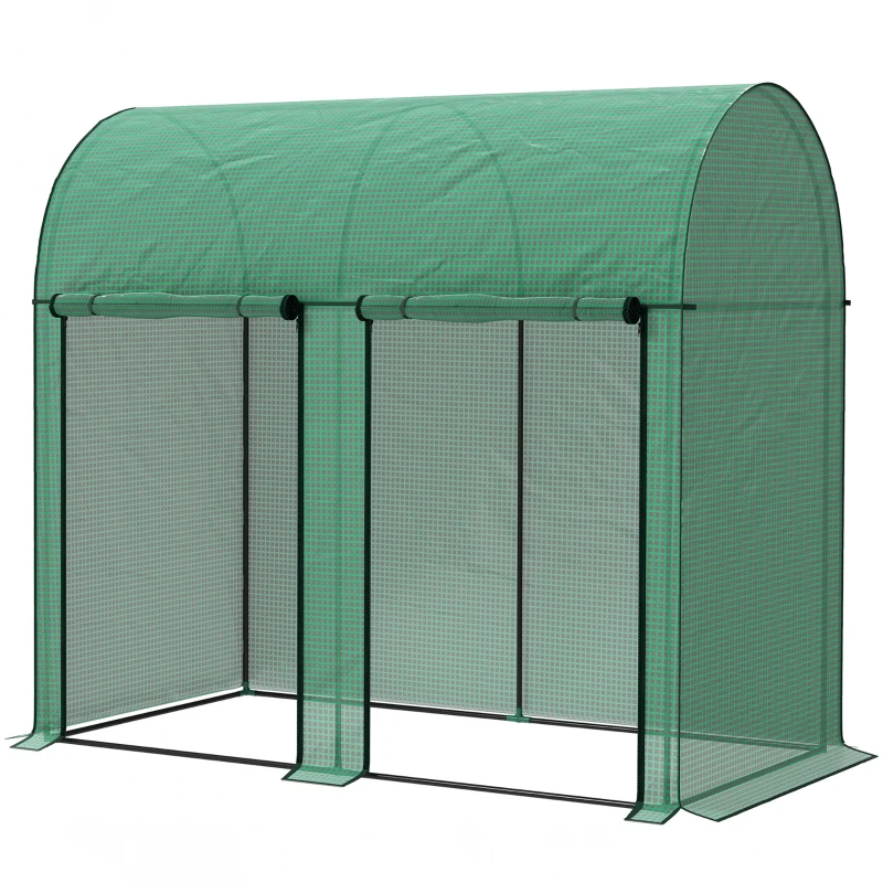 Outsunny Serra da Giardino 2 M² Serra per Pomodori 2 Porte Zip Avvolgibili Acciaio PE Alta Densità Anti UV, 2 x 1 x 1,78 M, Verde