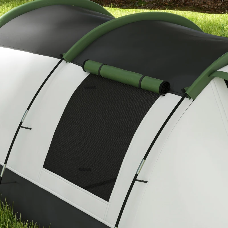 Outsunny Tenda da campeggio familiare 3-4 persone, tenda tunnel con portico impermeabile 3000 mm, leggera, ventilata, facile da montare