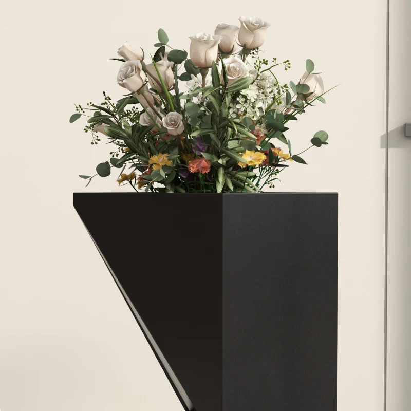 Outsunny Maceta para Plantas de Interior con agujeros de drenaje en metal 30x30x100 cm Negro
