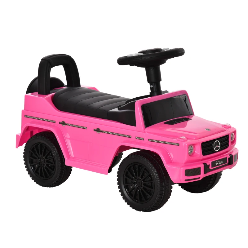 HOMCOM Kinder-Rutscher Kinderfahrzeug Mercedes Benz 12-36 Monate Staufach Hupe Lichter Rosa