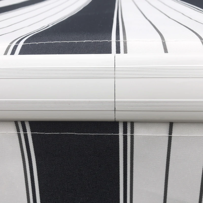 Outsunny Marquesina, Protección Solar, retráctil, con manivela, marco de metal, poliéster, Azul + Blanco, 3,95x2,45x3,50 m