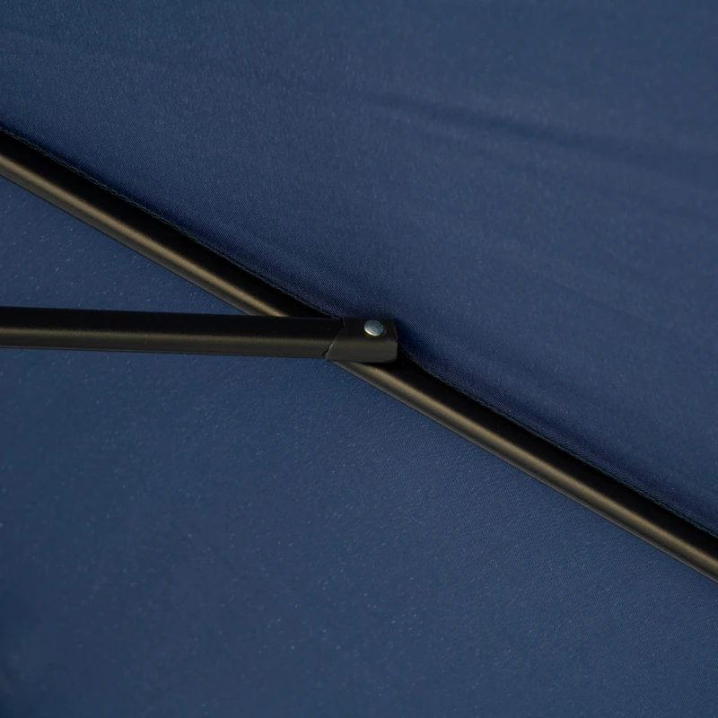 Outsunny Parasol inclinable redondo 268 cm con flecos tela de poliéster de alta densidad anti-UV mástil desmontable 8 varillas - Azul