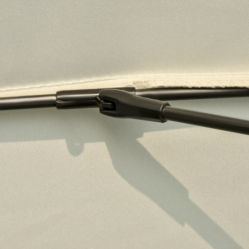 Outsunny Ombrellone Rettangolare da Giardino Inclinabile Rotondo Ø 2,5 m con 18 Stecche, Manovella, Asta in Metallo, Fibra di Vetro, Poliestere ad Alta Densità, Beige