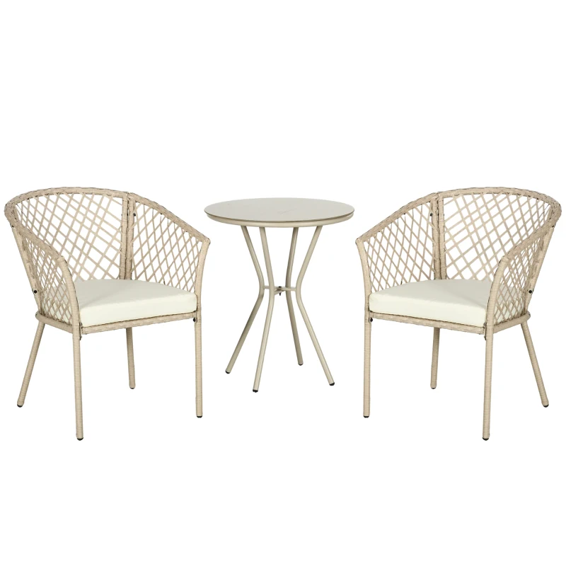Outsunny Conjunto de jardín para 2 personas 3 piezas 2 sillones con cojines mesa de centro redonda metal