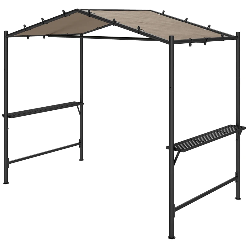 Outsunny Gazebo da Barbecue, Resistente alle Intemperie, con Tasche Laterali, 277 x 149 x 230 cm, Khaki