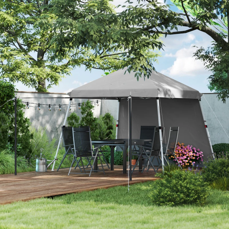 Outsunny Pérgola de jardín 3x3m carpa pop up plegable con paneles laterales adicionales, patas inclinadas y bolsa de transporte