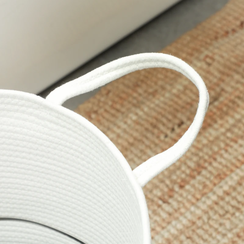 HOMCOM Cesta de lavandería 36L cesta de lavandería de algodón con asas plegable 38x45 cm Blanco Crema
