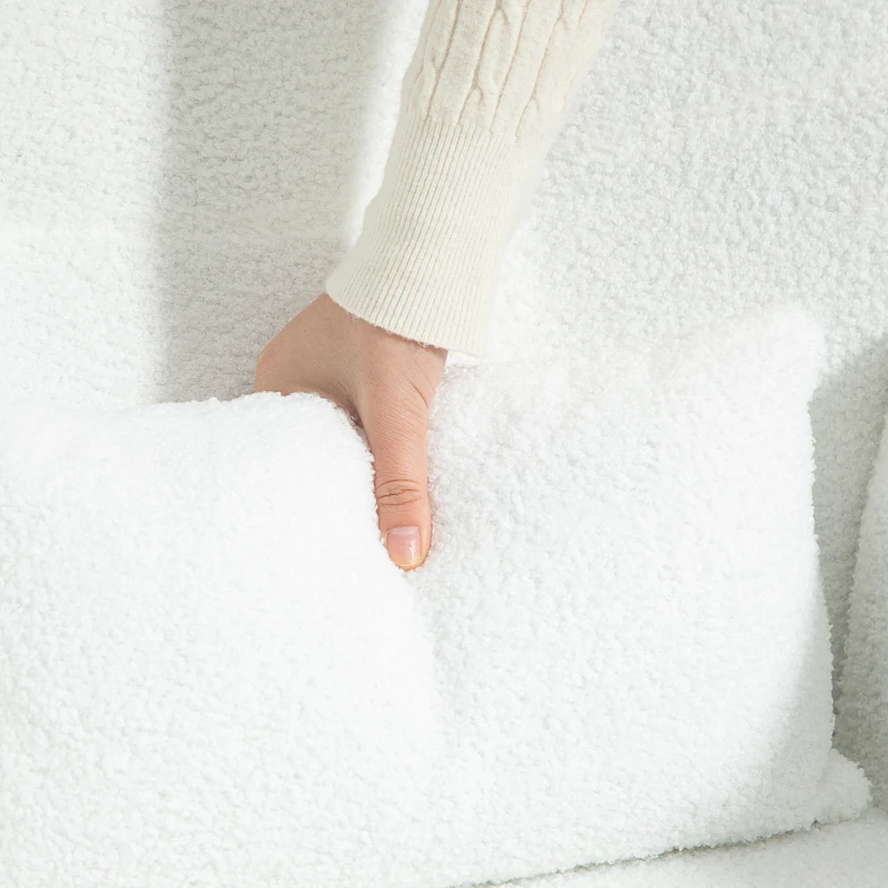 HOMCOM Sillón Mecedora revestimiento de peluche cojín lumbar antideslizante hasta 120 kg Blanco
