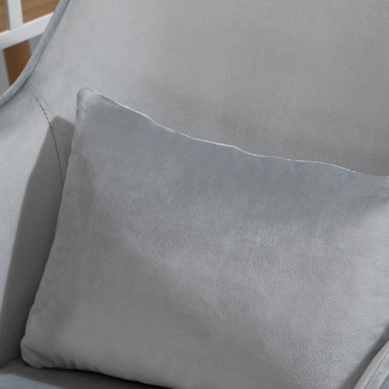 Vinsetto Silla de Oficina de Terciopelo con Masajeador y Cojín Lumbar Integrado Altura Ajustable Giratoria 360° Gris Claro