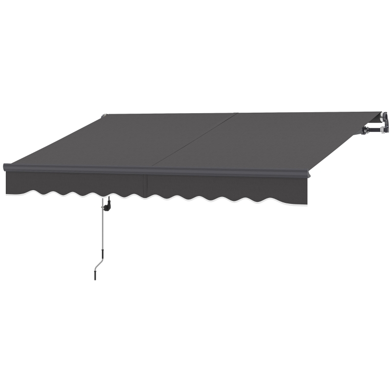 Outsunny Tenda a Bracci Estensibili Elettrica con Manovella Regolabile in Altezza 300 cm di Larghezza, Grigio Scuro