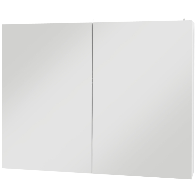 kleankin Armadio Murale con Specchio e Illuminazione a LED per Bagno 2 in 1, 90L x 15l x 70H cm