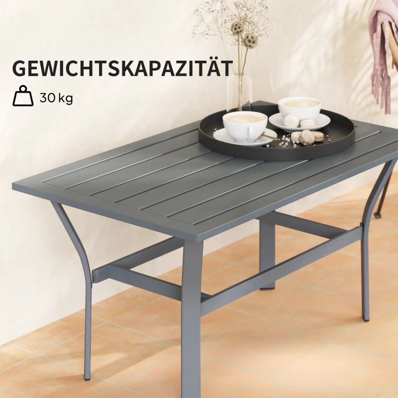 Outsunny Balkontafel Metaal met Lamellenontwerp Weerbestendig, Koffietafel, Tuintafel 91,5 x 55 x 45 cm Donkergrijs