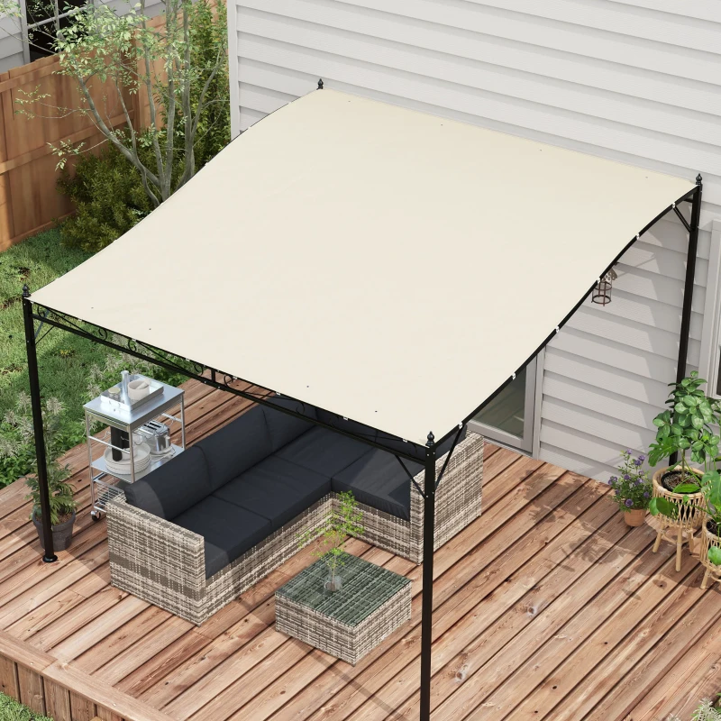 Outsunny Pergola de jardin en toile 2.5x3 m avec 8 Trous de Drainage, en Polyester, 297x243 cm, Beige