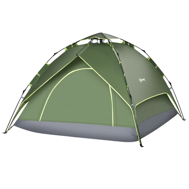 Outsunny Tenda da campeggio tenda pop up leggera 2-3 pers. - 2 grandi porte - 210 x 210 x 140 cm fibra di vetro poliestere