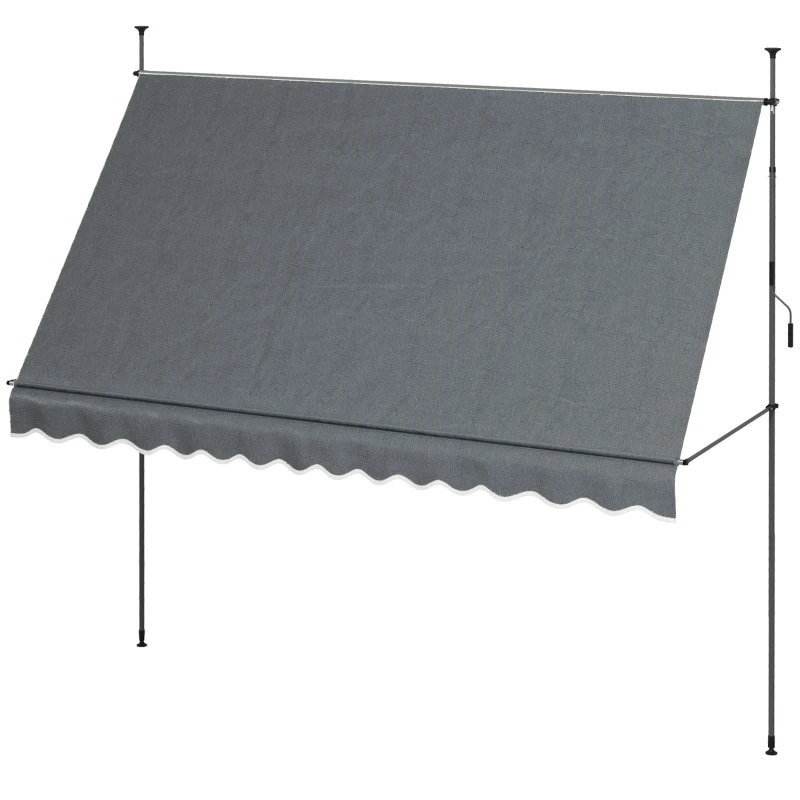 Outsunny Tenda da Sole Autoportante Manuale Retrattile 3.5 x 1.2 x 2.1-3 m, Inclinazione Regolabile, Metallo Alluminio Poliestere, Grigio Scuro