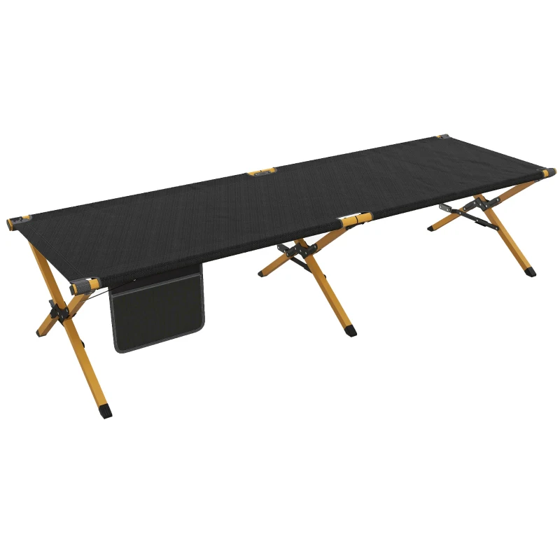 Outsunny Cama de Camping plegable en aluminio con bolsillo lateral - tela Oxford para playa, camping, jardín