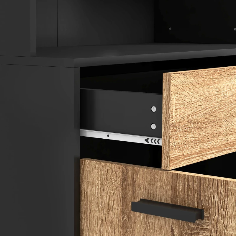 HOMCOM Armario de cocina Mueble de Almacenamiento Buffet 2 armarios 4 puertas 1 cajón pasacables 80x40x180 cm