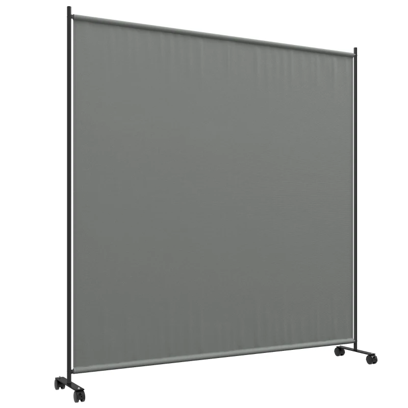 Outsunny Panel separador paravent exterior con ruedas para jardín, terraza, balcón - 183x30x181 cm - Gris