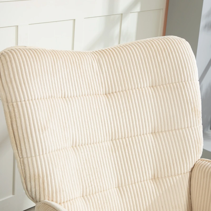HOMCOM Sillón Mecedora Vintage con Balancines Curvados y Acolchado Grueso Madera de Haya y Acero Beige